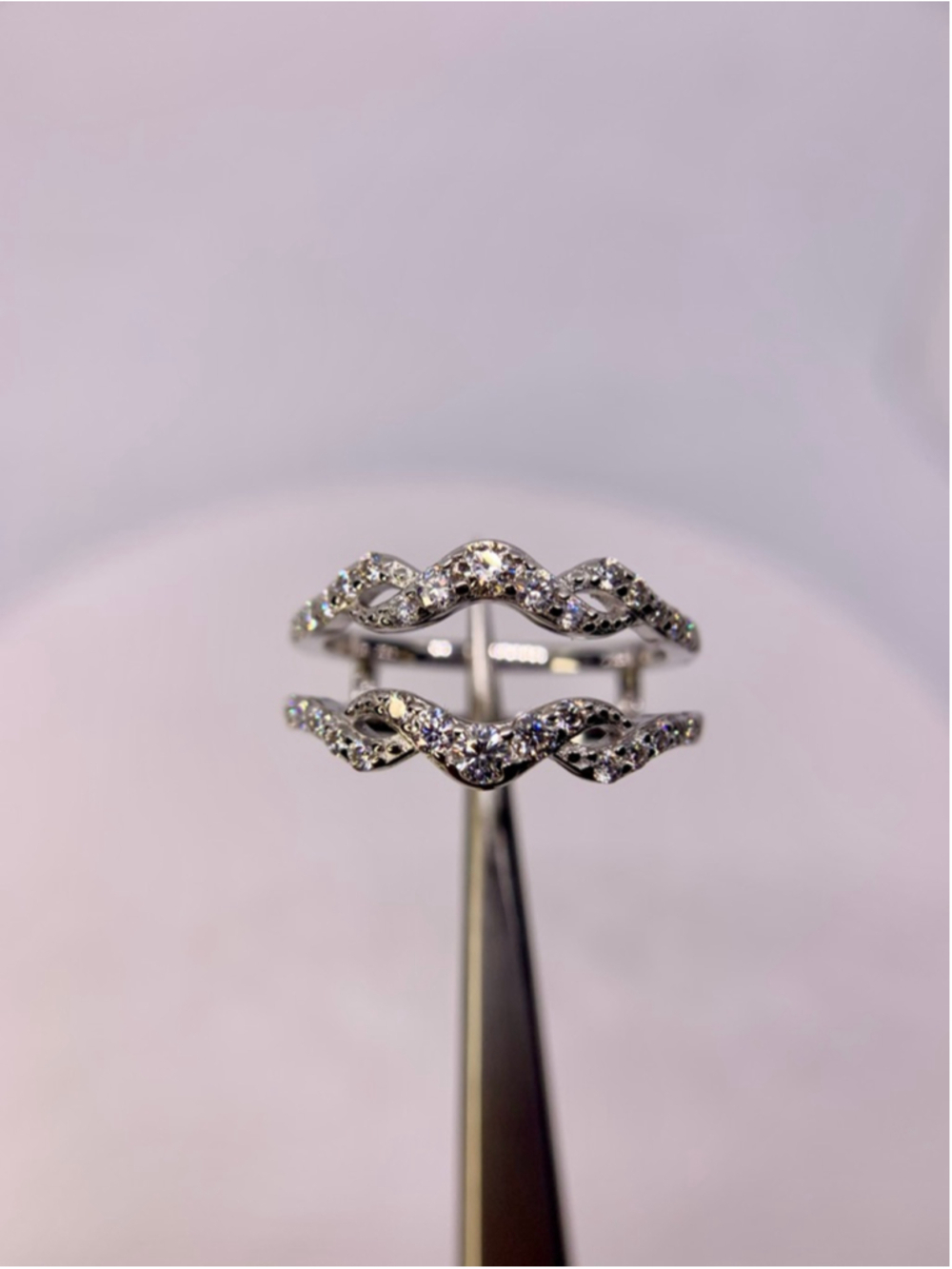 Moissanite Ring Enhancer Double Row Ring Guard Band 925 Silver